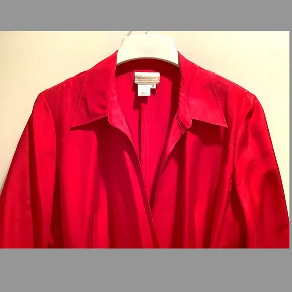 Coldwater Creek - Classic Red Wrap Dress, with side tie, 100%  silk, Size 14 - Picture 6 of 16